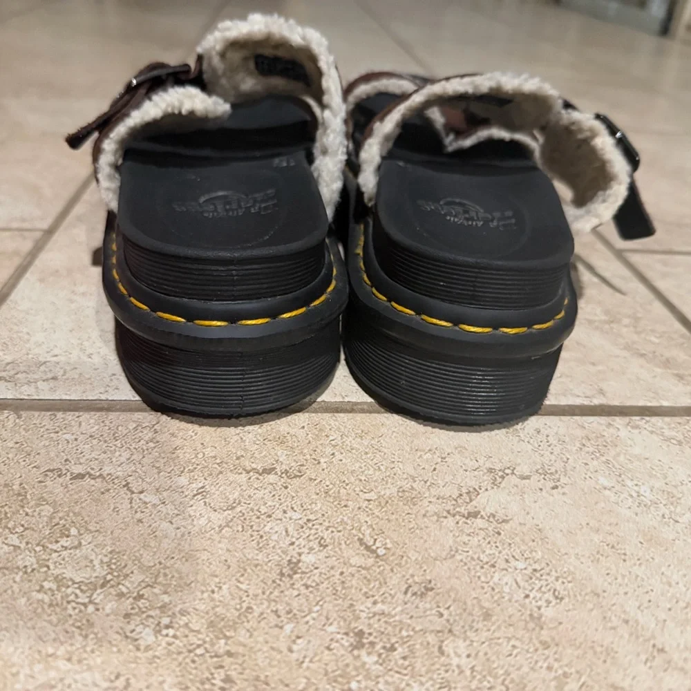 Dr.Martens Brown and Black Shearling Sandals